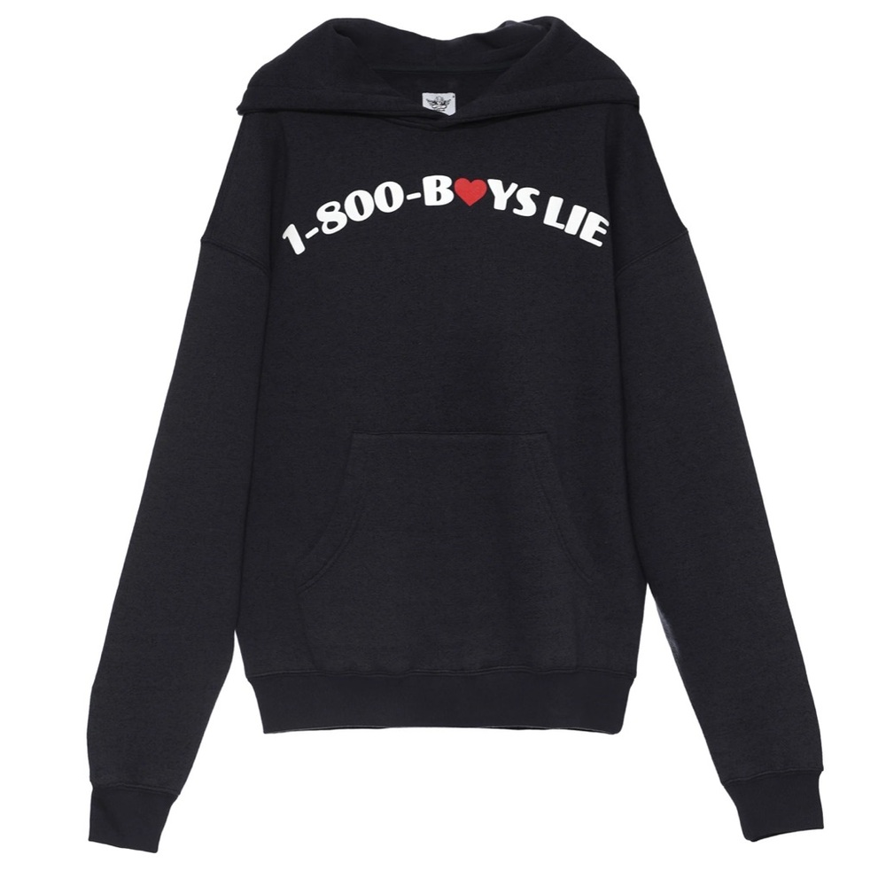 Boys Lie Navy Blue Hoodie with White and Red Print